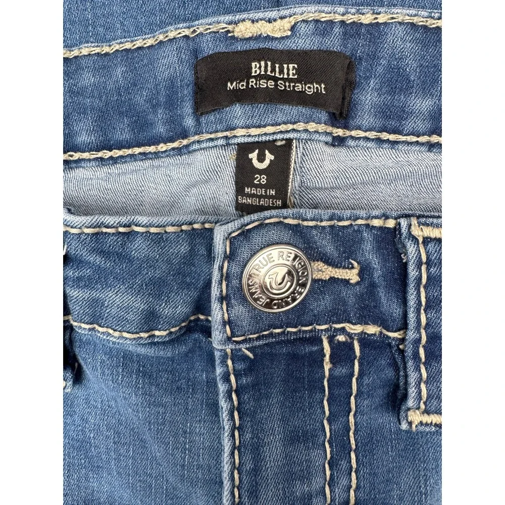 True Religion Women's Billie Big T 28x32 Mid Rise Straight Y2K Denim - Picture 6 of 8